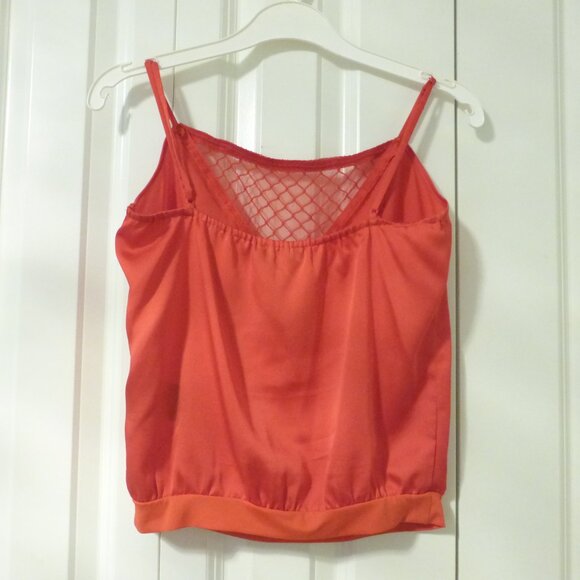 BEBE bright orange satin top with tassels and bubble hem - Picture 2 of 11